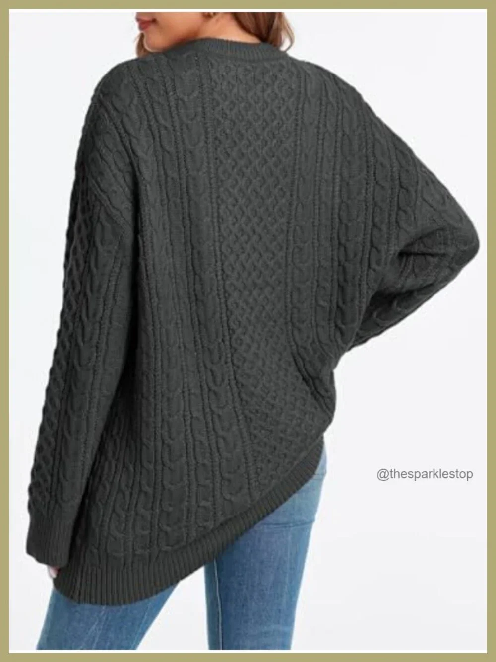 Women's Chunky Cable Knit Oversized Sweater Tunic Long Sleeve Pullover